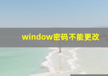 window密码不能更改