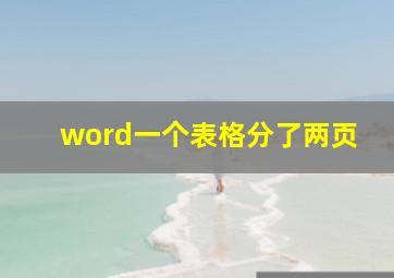 word一个表格分了两页