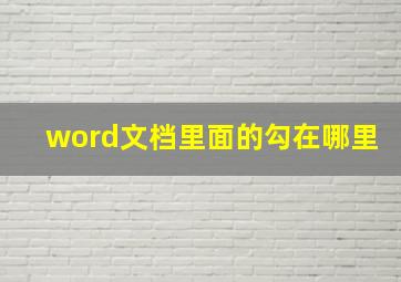 word文档里面的勾在哪里