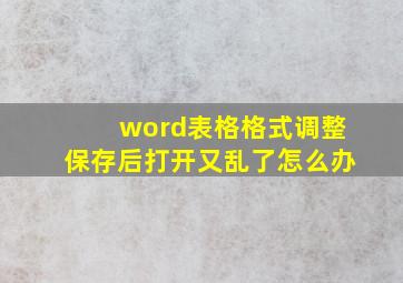 word表格格式调整保存后打开又乱了怎么办