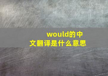 would的中文翻译是什么意思