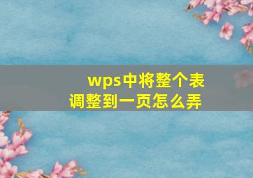 wps中将整个表调整到一页怎么弄