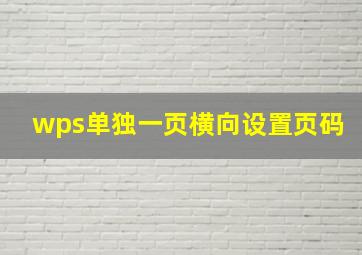 wps单独一页横向设置页码