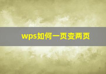 wps如何一页变两页