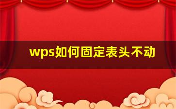 wps如何固定表头不动