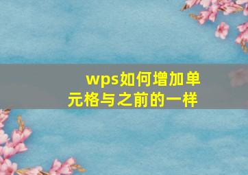 wps如何增加单元格与之前的一样