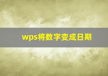 wps将数字变成日期