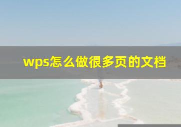 wps怎么做很多页的文档