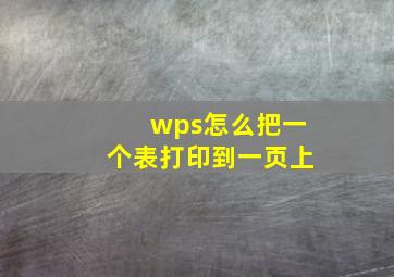 wps怎么把一个表打印到一页上