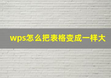 wps怎么把表格变成一样大