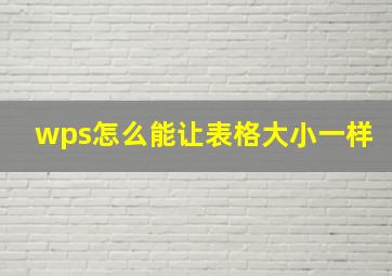 wps怎么能让表格大小一样