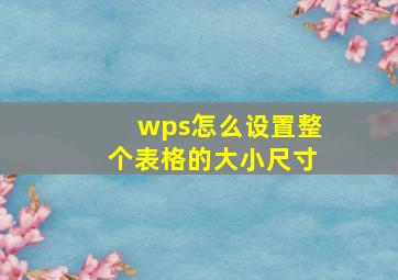 wps怎么设置整个表格的大小尺寸