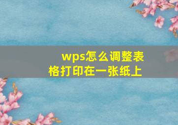 wps怎么调整表格打印在一张纸上