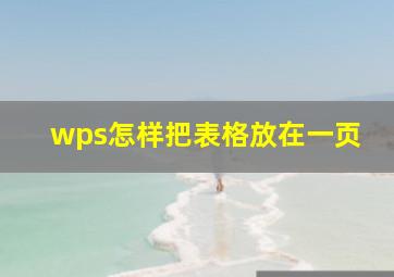 wps怎样把表格放在一页