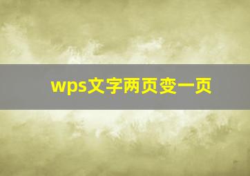 wps文字两页变一页