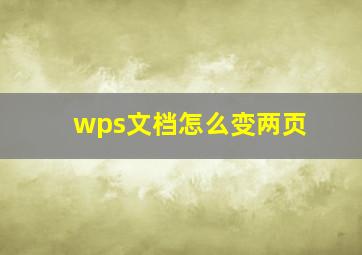 wps文档怎么变两页