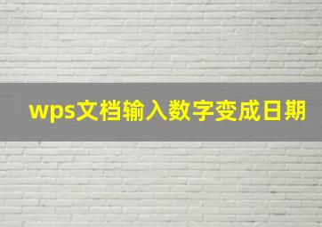 wps文档输入数字变成日期