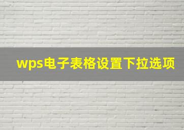 wps电子表格设置下拉选项