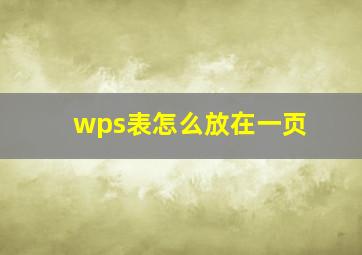 wps表怎么放在一页