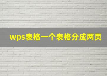 wps表格一个表格分成两页