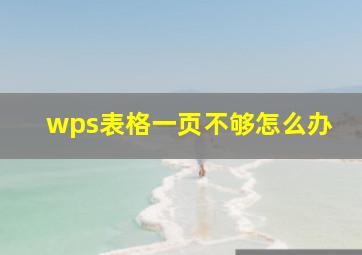 wps表格一页不够怎么办