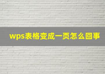 wps表格变成一页怎么回事