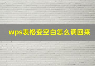 wps表格变空白怎么调回来