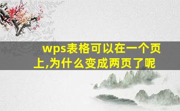 wps表格可以在一个页上,为什么变成两页了呢