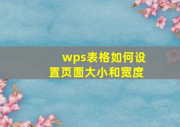 wps表格如何设置页面大小和宽度