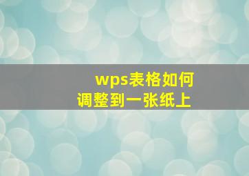 wps表格如何调整到一张纸上