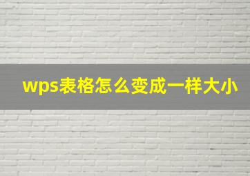 wps表格怎么变成一样大小