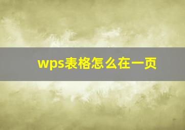 wps表格怎么在一页