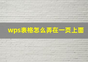 wps表格怎么弄在一页上面