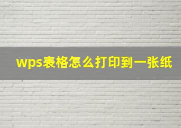 wps表格怎么打印到一张纸