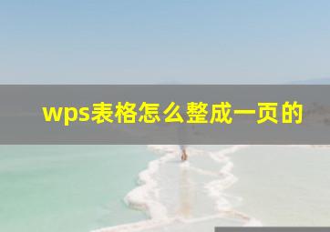 wps表格怎么整成一页的