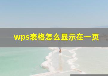 wps表格怎么显示在一页