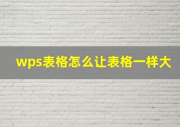 wps表格怎么让表格一样大