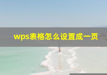 wps表格怎么设置成一页