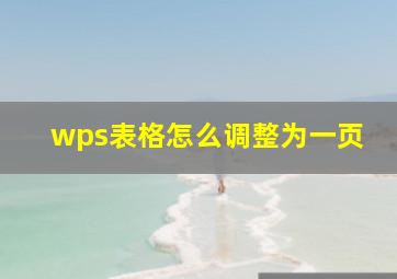 wps表格怎么调整为一页