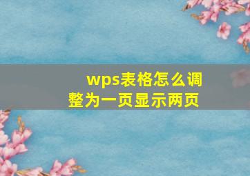 wps表格怎么调整为一页显示两页