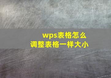 wps表格怎么调整表格一样大小