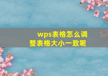 wps表格怎么调整表格大小一致呢