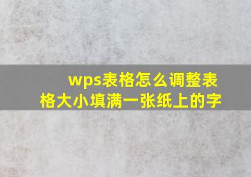 wps表格怎么调整表格大小填满一张纸上的字