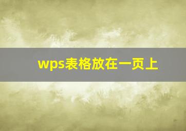 wps表格放在一页上