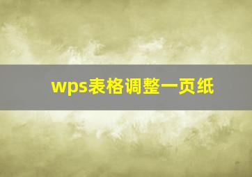 wps表格调整一页纸