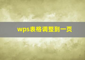 wps表格调整到一页