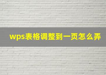 wps表格调整到一页怎么弄