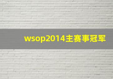 wsop2014主赛事冠军