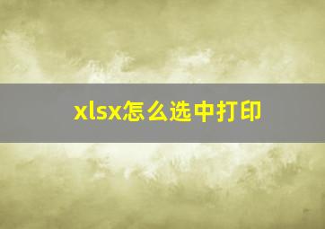 xlsx怎么选中打印