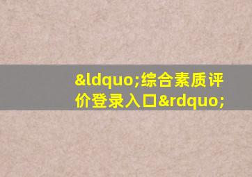 “综合素质评价登录入口”